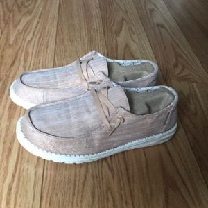 Hey Dude - Size 8 - Women- Pink with shimmer- like new- worn once.